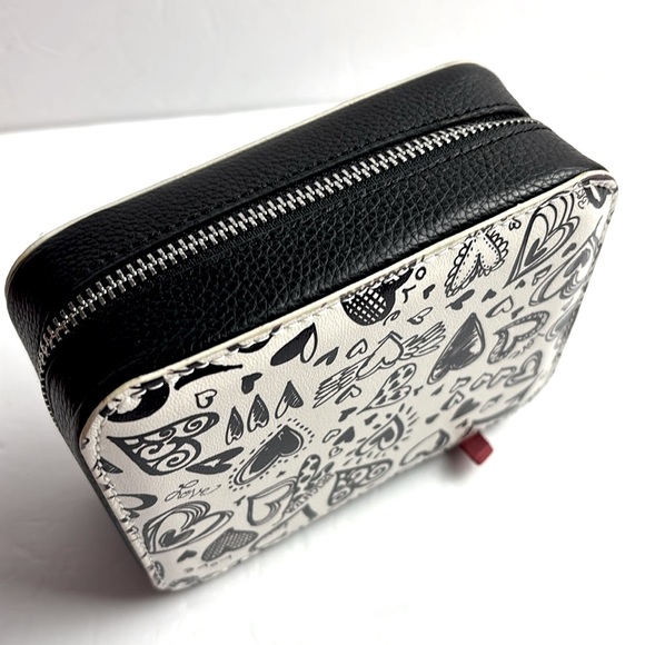 Brighton black and white heart print Leather Jewelry Box - Picture 4 of 11